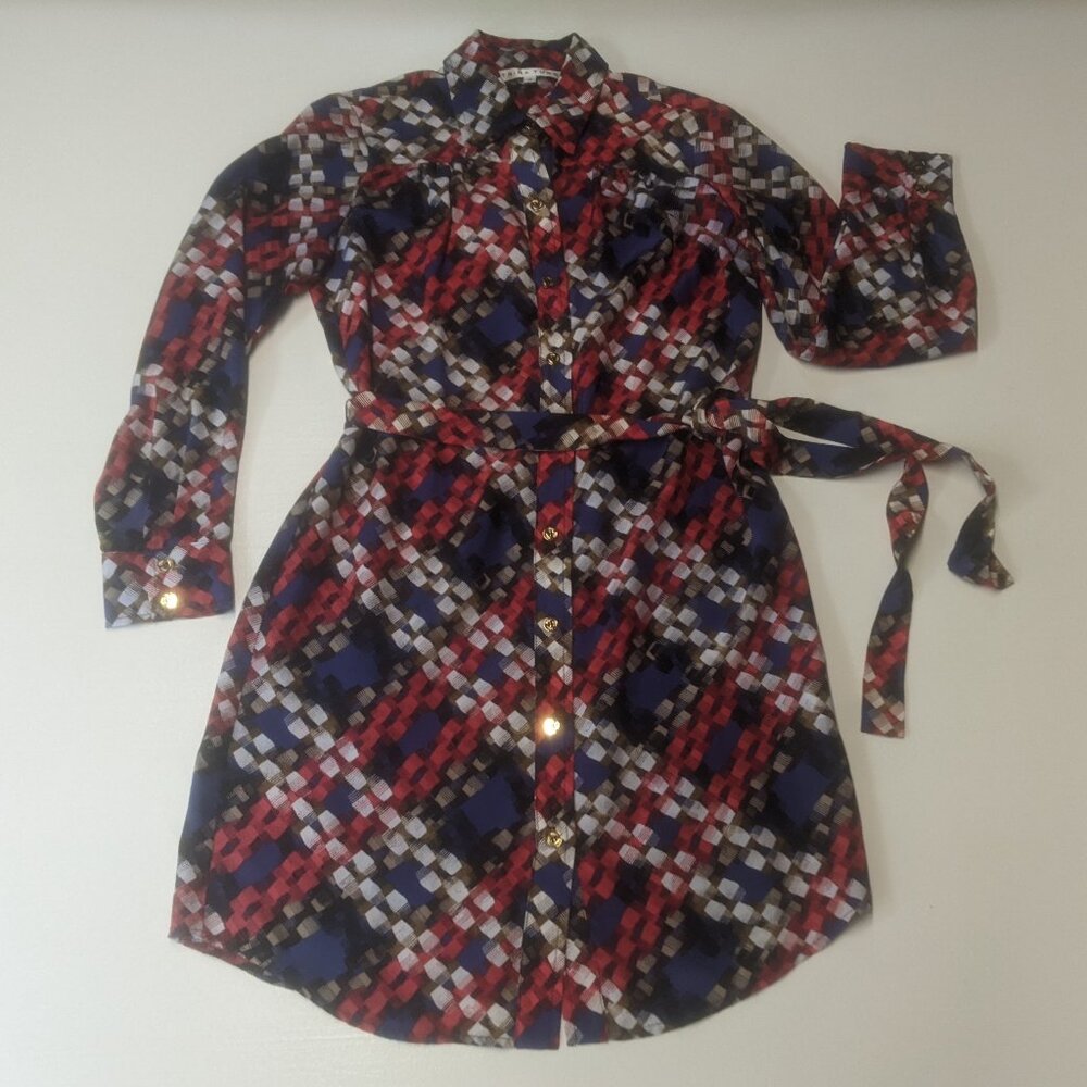 Trina Turk 100% Silk Multi-Colored Midi Dress Size 4